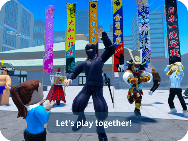 Screen image of the play screen of the VR application "HELLO! TOKYO FRIENDS Roblox" 1