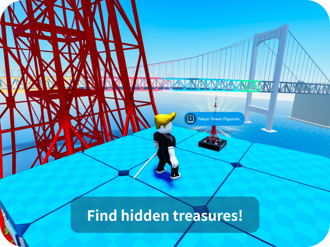 Screen image of the play screen of the VR application "HELLO! TOKYO FRIENDS Roblox" 3
